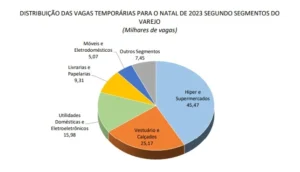 Distribuição das vagas temporárias para o Natal de 2023