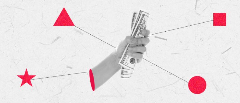 Ilustração corporativa de alocação de ativos com gráficos coloridos e ícones de diferentes classes de investimentos em uma carteira